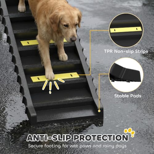 PawHut Dog Ramp for Car Truck SUV Foldable Dog Stairs for Large Dogs Black - Image 5