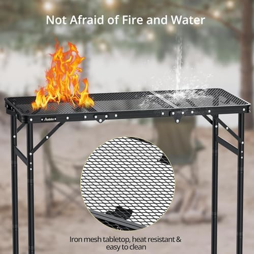Anbte 3ft Tri-fold Grill Table, 3 Adjustable Heights Max 29.5" - Image 4