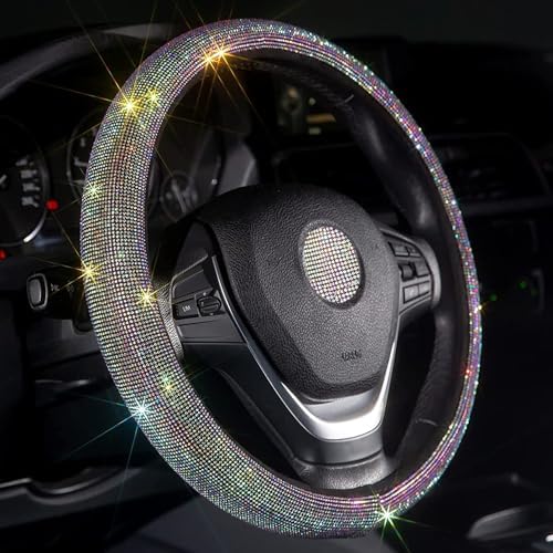 Car Bling Steering Wheel Cover for Women, Colorful Rhinestone Accessories by Carwales