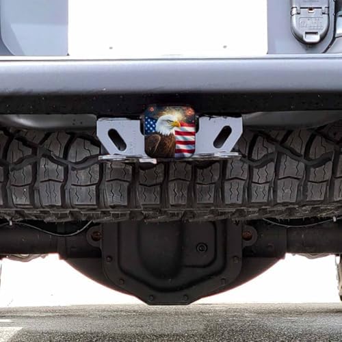 Trailer Hitch Cover for 2" Receivers Bald Eagle American Flag, Grunge Eagle USA - Image 6