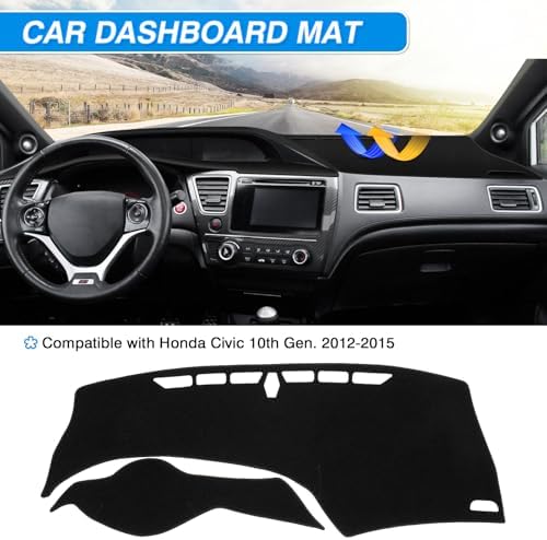 Cartist Black Dash Cover for 2012-2015 Honda Civic Dashboard Cover Mat - Image 3
