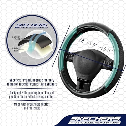 Skechers Air-Cooled Steering Wheel Cover, Air Cool Mesh Leather Car Steering - Image 4