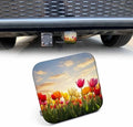 Tulip Hitch Cover Blossom Tulips Floral Field Sunset Rubber Trailer Hitch Cover by Beabes