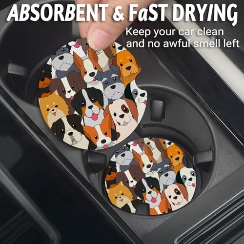 Yonlevres Car Coasters for Cup Holders, 2 Pack, Dog Print - Image 2