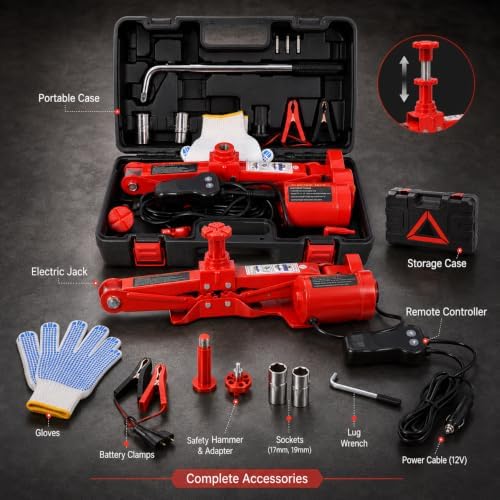 Steel 3 Ton Electric Car Jack Kit, Portable 12v Electric Scissor Jack Featuring - Image 6