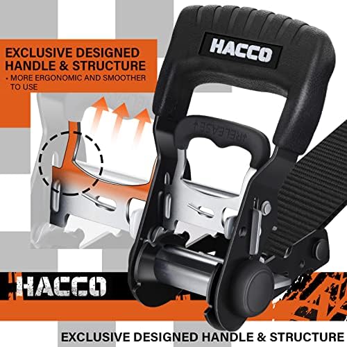 HACCOPLANET 1.6in Heavy Duty Ratchet Tie Down Straps 4PK - Image 2