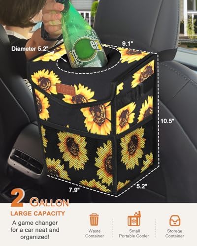 Pritent Car Trash Can with Lid Leakproof Car Garbage Bag Vehicle Trash Bin - Image 2