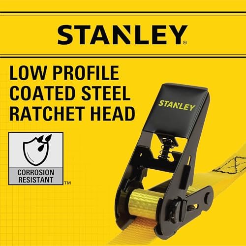 STANLEY S9500 Black/Yellow 1" x 10' Ratchet Straps - Image 3