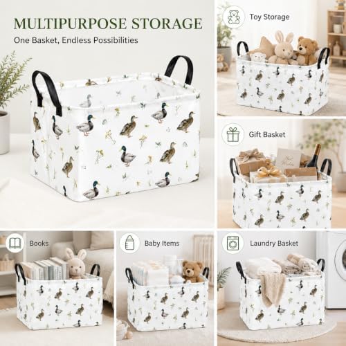 Mallard Duck Storage Basket, Foldable Toy Bin, 14.5 x 10.2 x 9.4 Inches - Image 6