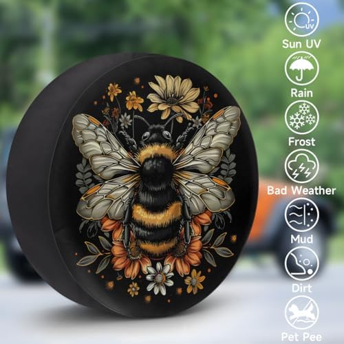 Rv Spare Tire Cover Wheel Animal Bee Flower Tire Covers Wheel Protectors - Image 3