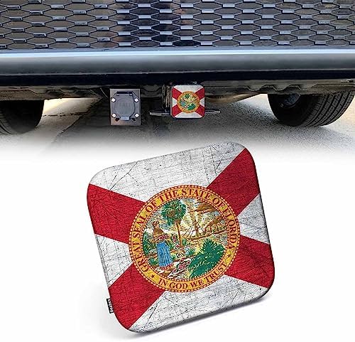 Hitch Receiver Cover Florida Flag, Grunge Florida State Flag 2" Compatible by Beabes