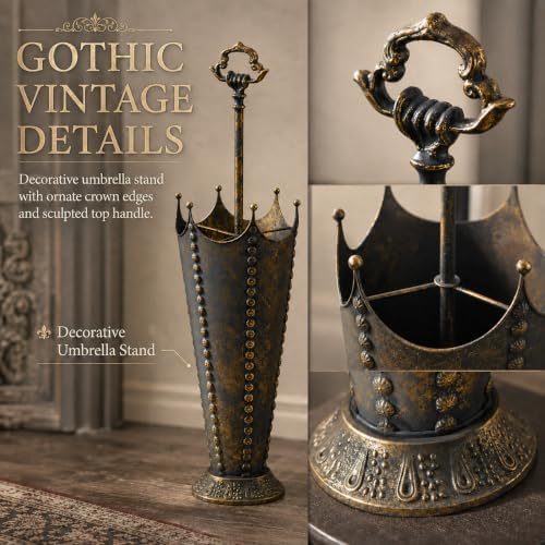 Vintage Umbrella Stand for Entryway, Metal Umbrella Holder - Image 4