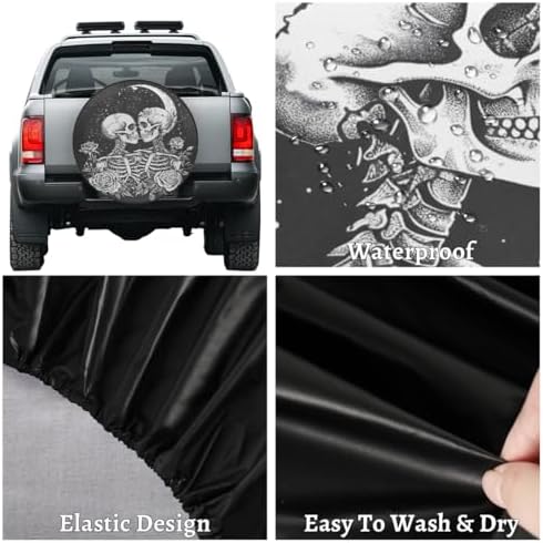Rv Spare Tire Cover Wheel Halloween Skull Rose Skeletal Tire Covers Wheel - Image 4