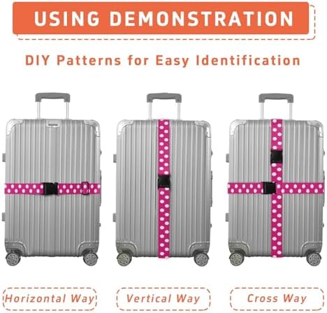 Hot Pink Polka Dot Luggage Straps - Image 4