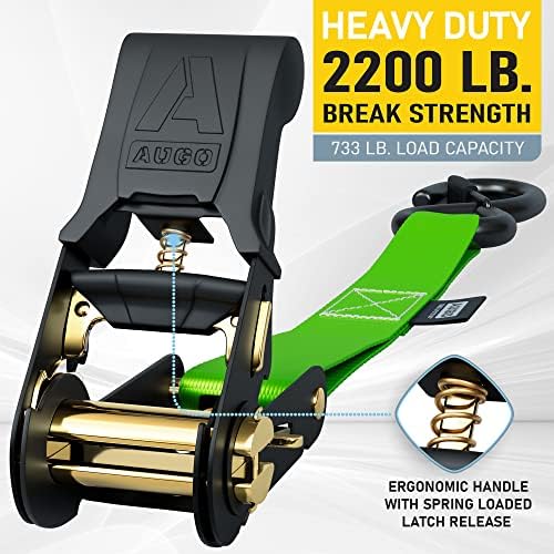 AUGO Ratchet Straps Heavy Duty 4 Pack -15 FT - 2200 LB Break Strength – Ratchet - Image 2