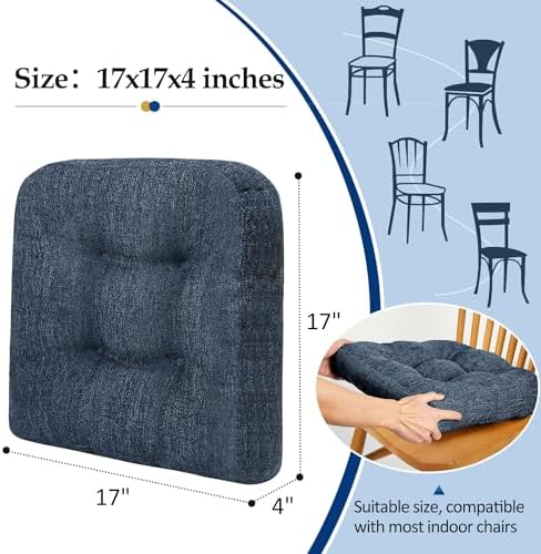 downluxe Chair Cushions for Dining Chairs 4 Pack, Tufted Indoor Chair Pads - Image 4