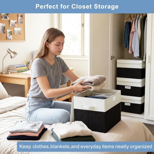 Bagnizer Large 22 Quart Linen Fabric Foldable Storage Bin Cube Organizer Basket - Image 3
