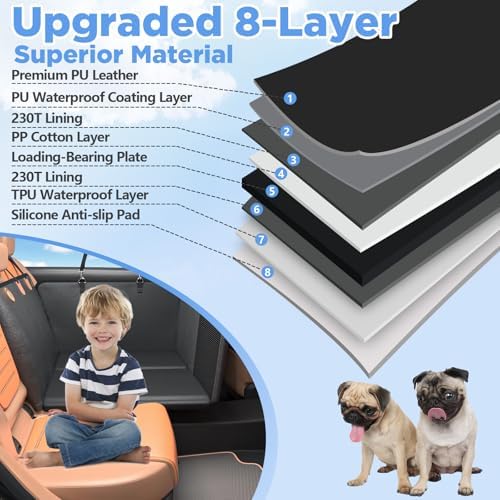 MYJAQI Back Seat Extender for Dogs, Hard Bottom Dog Truck Car Seat Cover - Image 4