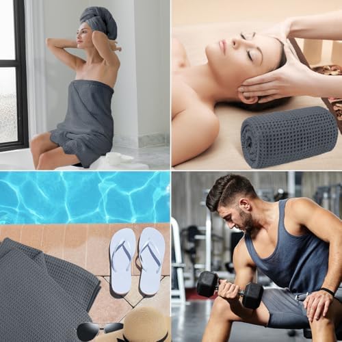 HOMEXCEL Waffle Bath Towels Set of 4 Pack, Waffle Towels - Image 7
