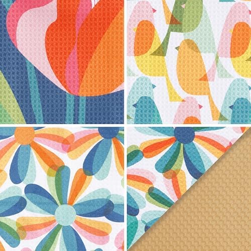 RITZ 6-Piece Overlapping Birds Microfiber Kitchen Set – Mid-Century Modern - Image 2