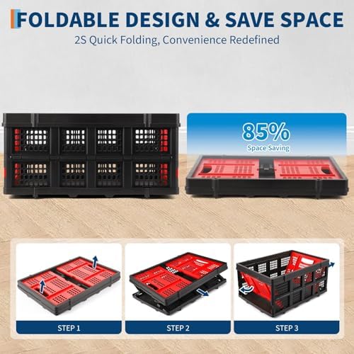 Garvee Collapsible Crate, 55L Foldable Plastic Milk Storage Crate - Image 5