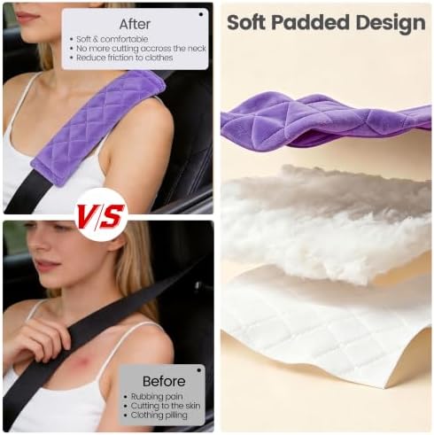 Amooca 2 Pack Seat Belt Covers Soft Shoulder Pad - Image 2