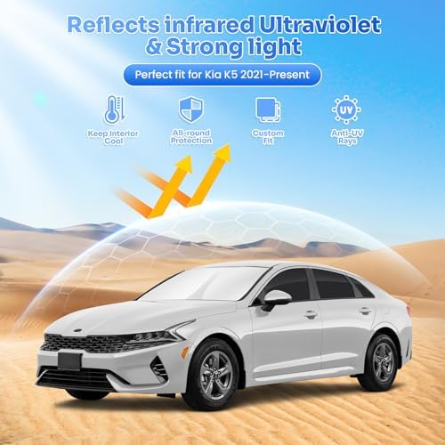Canvcle Window Shades for 2021-2026 Kia K5 Accessories Windshield Sun Shade - Image 2