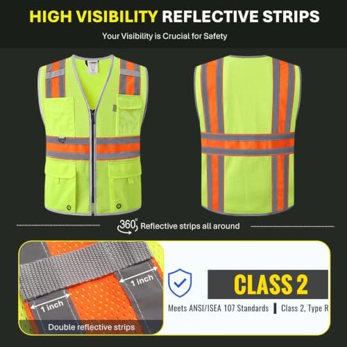 JKSafety Safety Vest for Men Women Hi Vis Relfective Vest - Image 2