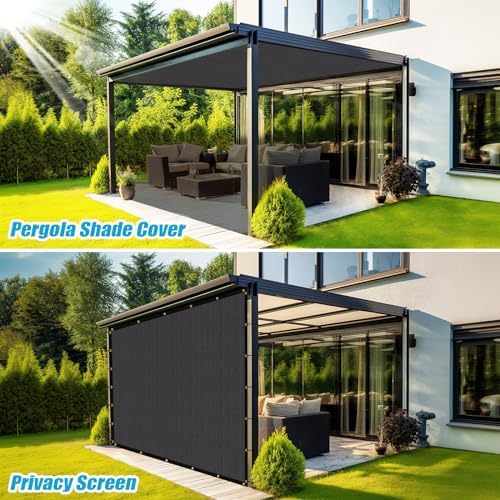 Amagenix 90% Pergola Shade Cover 20'X 22' Dark Gray Sun Shade Cloth - Image 4