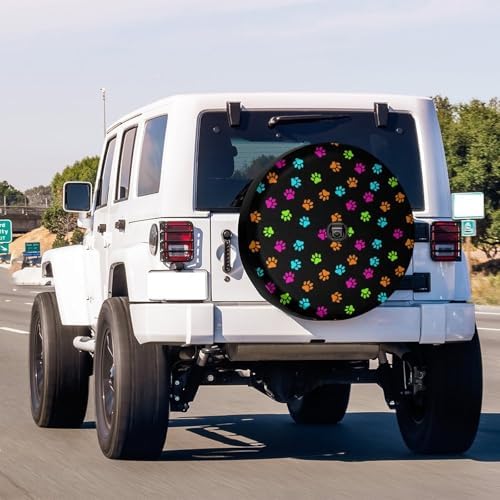 Colorful Dog Cat Paw Print Spare Tire Cover - Image 2