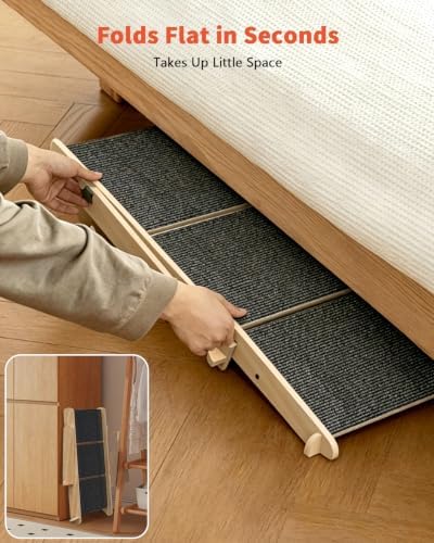 Woodure Foldable Dog Stairs, Convertible 3-Step Wooden Dog Ramp, Cat Step - Image 6
