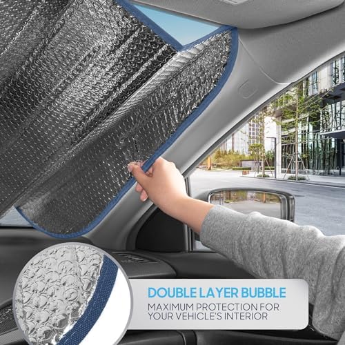 BDK Iridescent Matte Black Front Windshield Sunshade Accordion Folding Style - Image 5