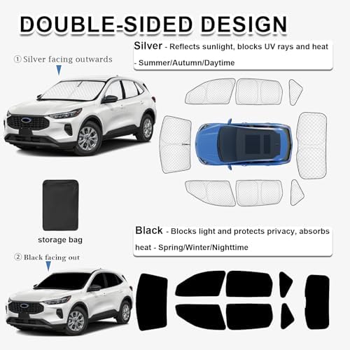KMF 8pcs Thicken Sun Shades for Ford Escape 2020-2025 2026 Accessories - Image 3