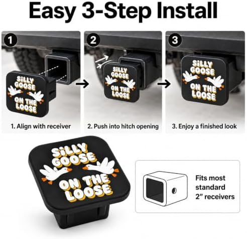 Silly Goose on the Loose Trailer Hitch Cover, 2 Inch Rubber Receiver Plug - Image 6