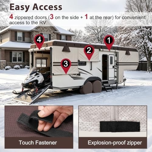 29-33ft 5th Wheel RV Cover, 9-Layer Waterproof Camper Cover - Image 4