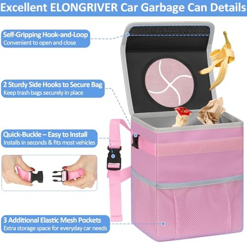 ELONGRIVER Leak Proof Car Trash Can - Image 4