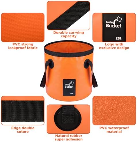 4 Pcs Collapsible Bucket with Handle 5 Gallon Foldable Water Container Folding - Image 3