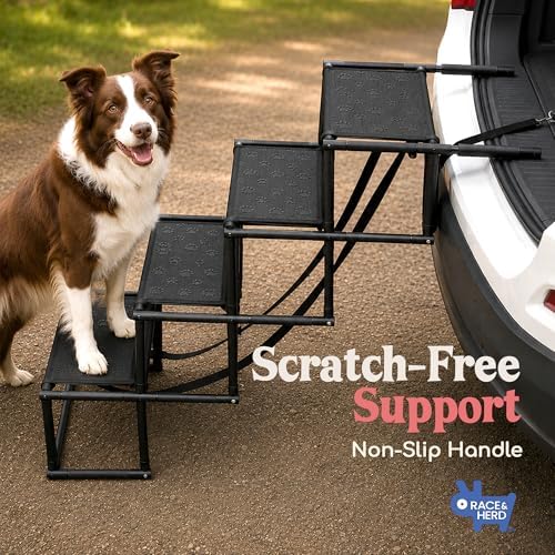 Race&Herd 18.5" Stairs for Dogs to Get in Car — Folding Dog Steps - Image 6