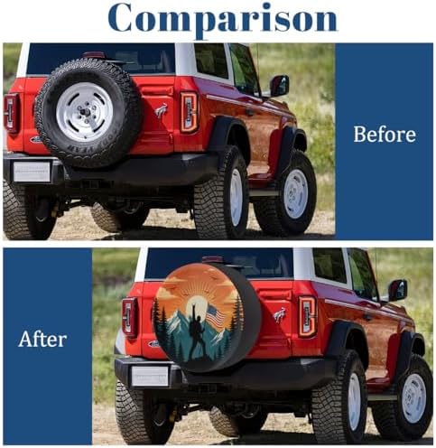 Silhouette American Flag Spare Tire Cover Wheel Covers Protectors Waterproof - Image 5