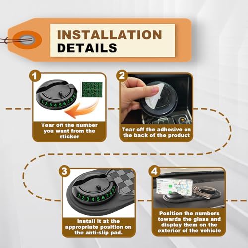 Car Dashboard Mat Phone Holder Anti-Slip Rotatable Parking Number Display - Image 4
