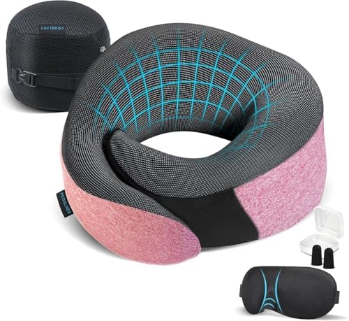 Proglobe Travel Pillow, 100% Pure Memory Foam Airplane Neck Pillow by ProGlobe