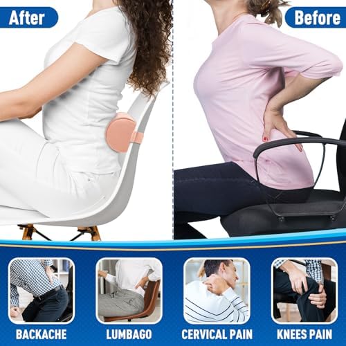 CushZone Memory Foam Lumbar Roll Support Pillow, Large Pink - Image 5