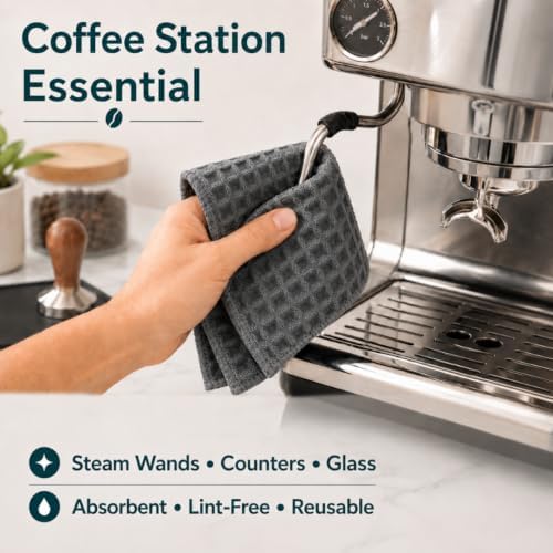 Solyra Barista Towels, Coffee Towel, 6 Pack, 12x12 in Microfiber, Dark Gray - Image 2