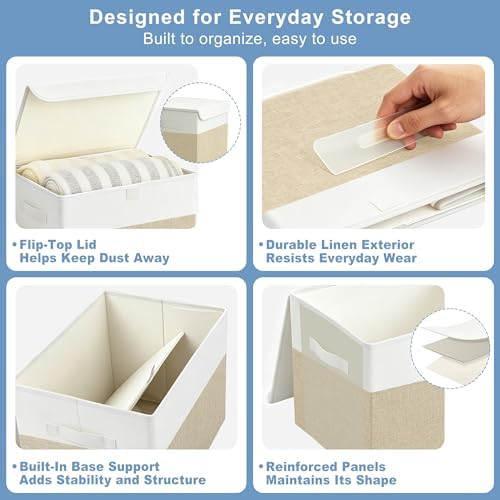 Bagnizer Large 22 Quart Linen Fabric Foldable Storage Bin Cube Organizer Basket - Image 6