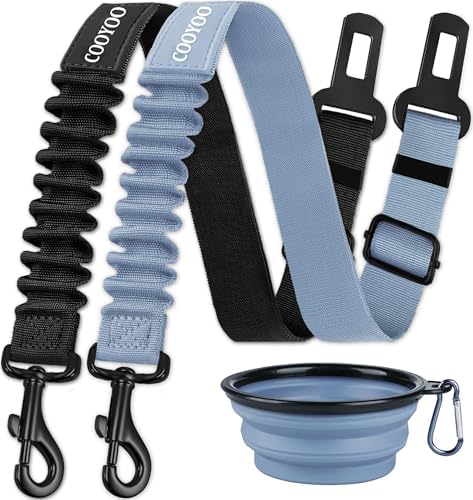 COOYOO Dog Seat Belt, 3 Piece Set Retractable Dog Car Adjustable Seatbelts by COOYOO