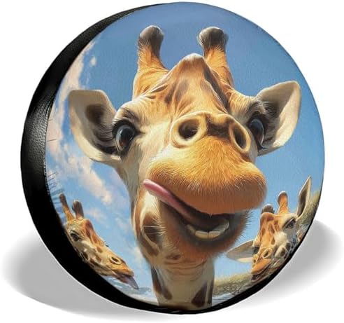 GENANY Giraffe Family Art Thick PVC Leather Spare Tire Cover Size 18 by GENANY