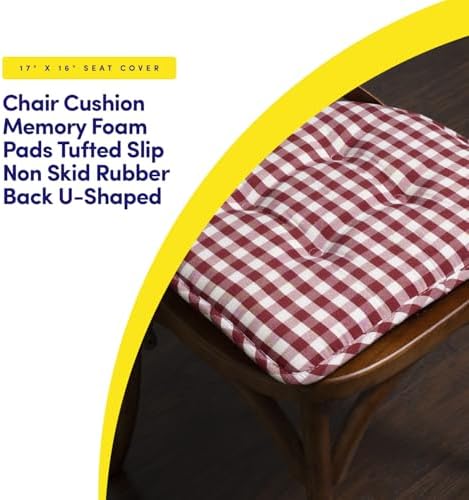 Sweet Home Collection Chair Cushion Memory Foam Pads Tufted Slip Non Skid - Image 3