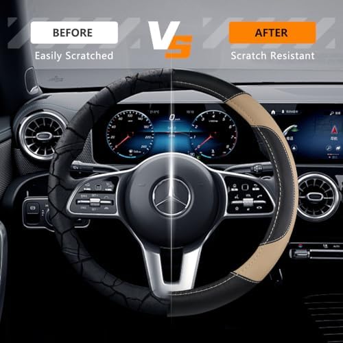 Leather Car Steering Wheel Cover, Universal Fit - Image 5