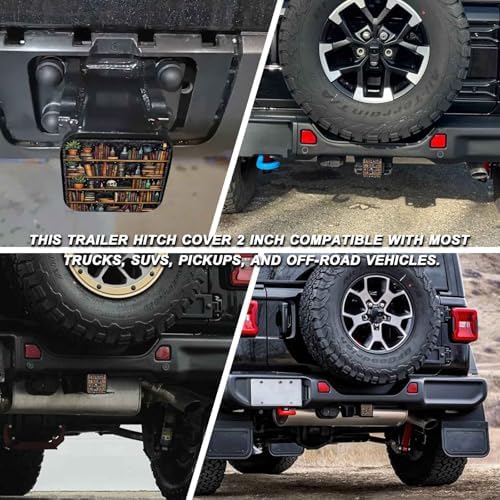 Magical Cat Library Bookshelf Tow Hitch Covers Heavy Duty Rubber Trailer Hitch - Image 5