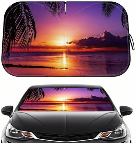 Car Windshield Sun Shade, Foldable Reflective UV Front Sunshade by LEVOTIYER